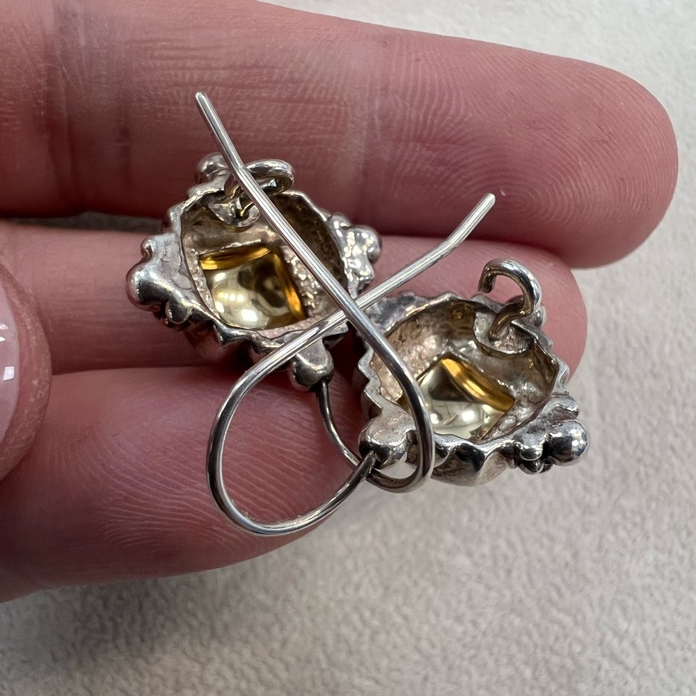14K yellow gold and 925 sterling silver earrings for pierced ears 7.2g - Picture 15 of 16